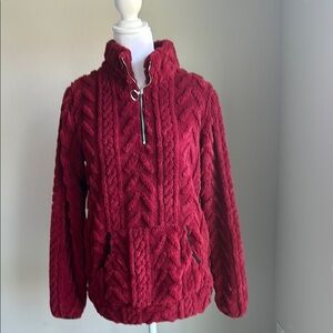 Women’s burgundy 1/4 zip chenille fleece  pullover